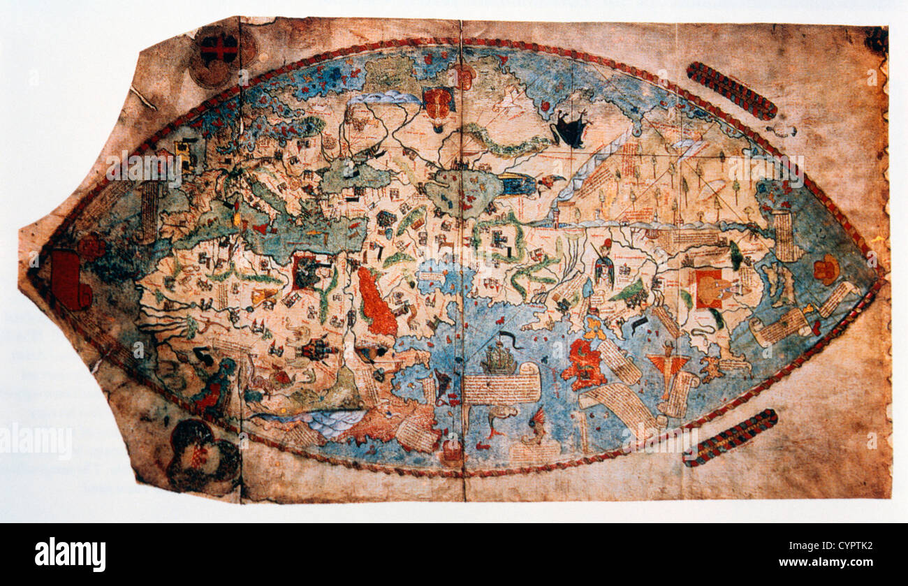 Karte der Welt von Paolo Toscanelli, Illustration, ca. 1457 Stockfoto
