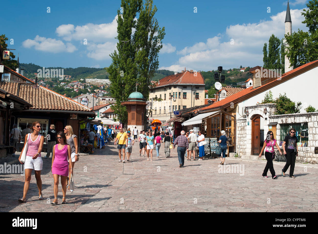 Die Baščaršija (Basar) in Sarajevo in Bosnien-Herzegowina. Stockfoto