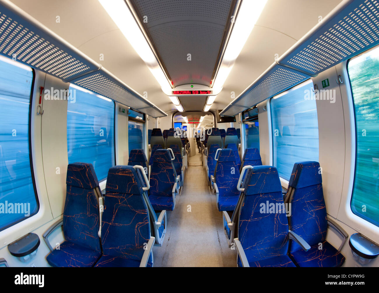 Innenraum der neuen (ab 2012) Zug zwischen Sarajevo und Mostar. Stockfoto