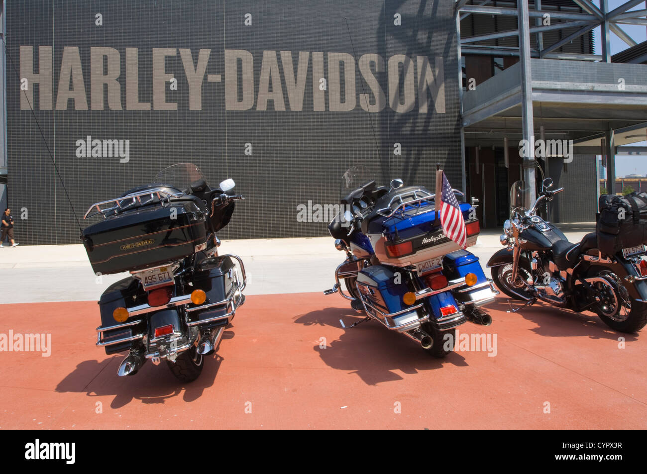 Harley Davidson Museum Parkplatz Milwaukee, Wisconsin. Stockfoto