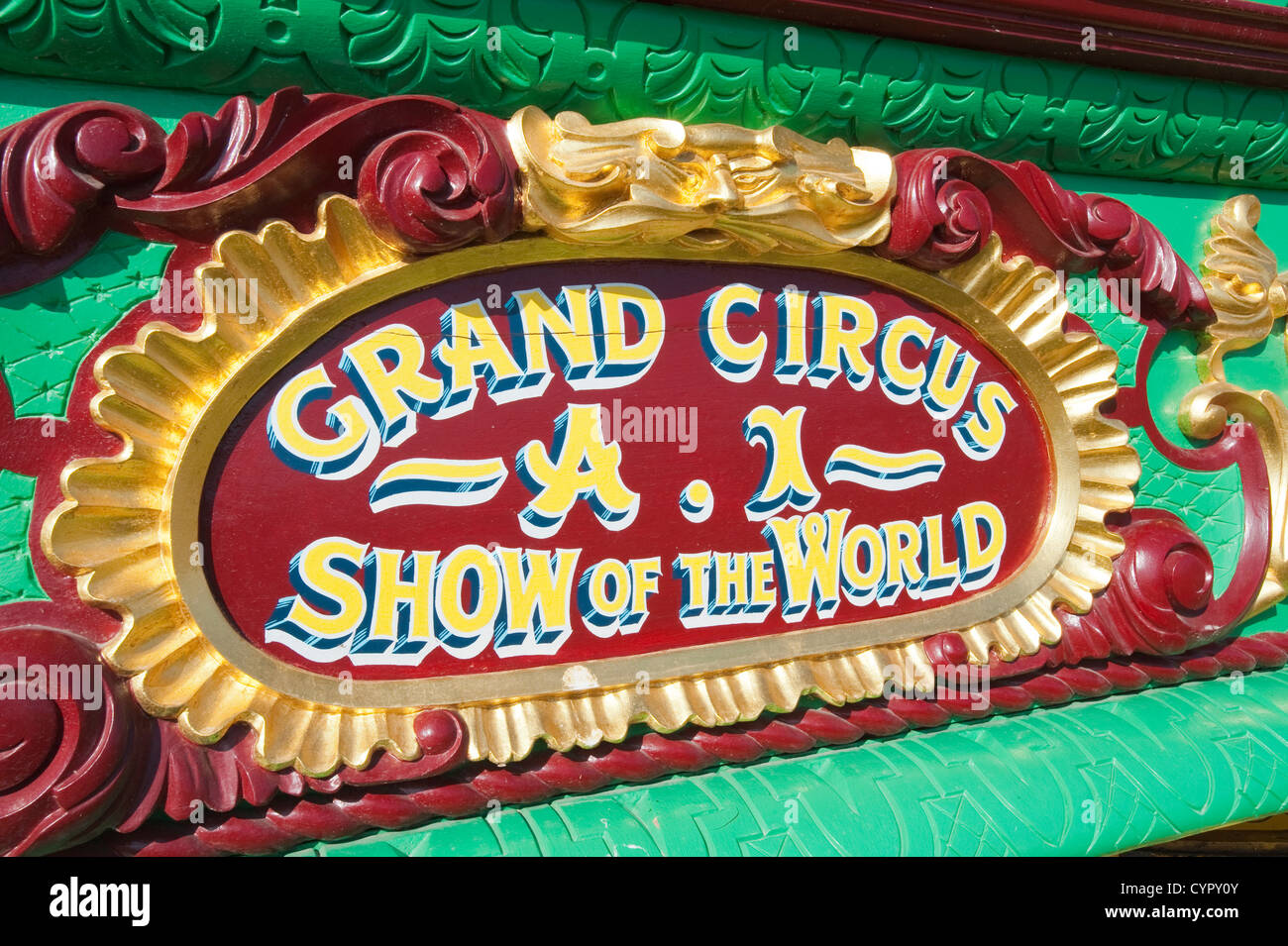 Vintage Antik alte Zirkuswagen bei der jährlichen großen Zirkus-Parade, Milwaukee, Wisconsin. Stockfoto