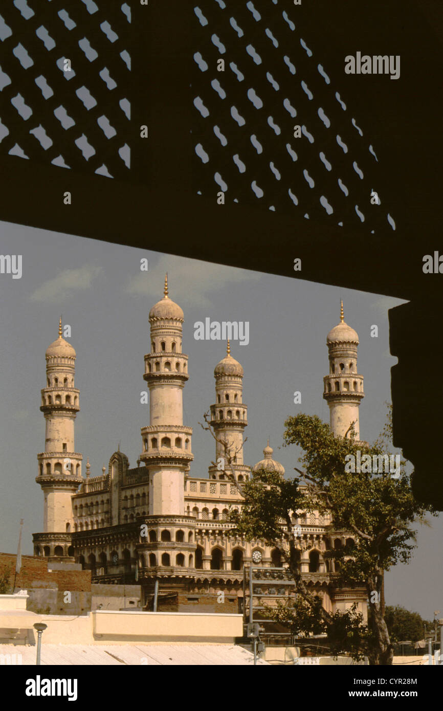 Berühmte Denkmal Char Minar, Hyderabad, Andhra Pradesh, Indien, Asien Stockfoto