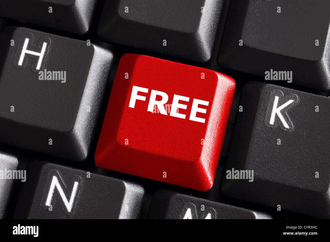 Computer-Tastatur mit Wort frei auf eine rote Taste oder die Taste Stockfoto