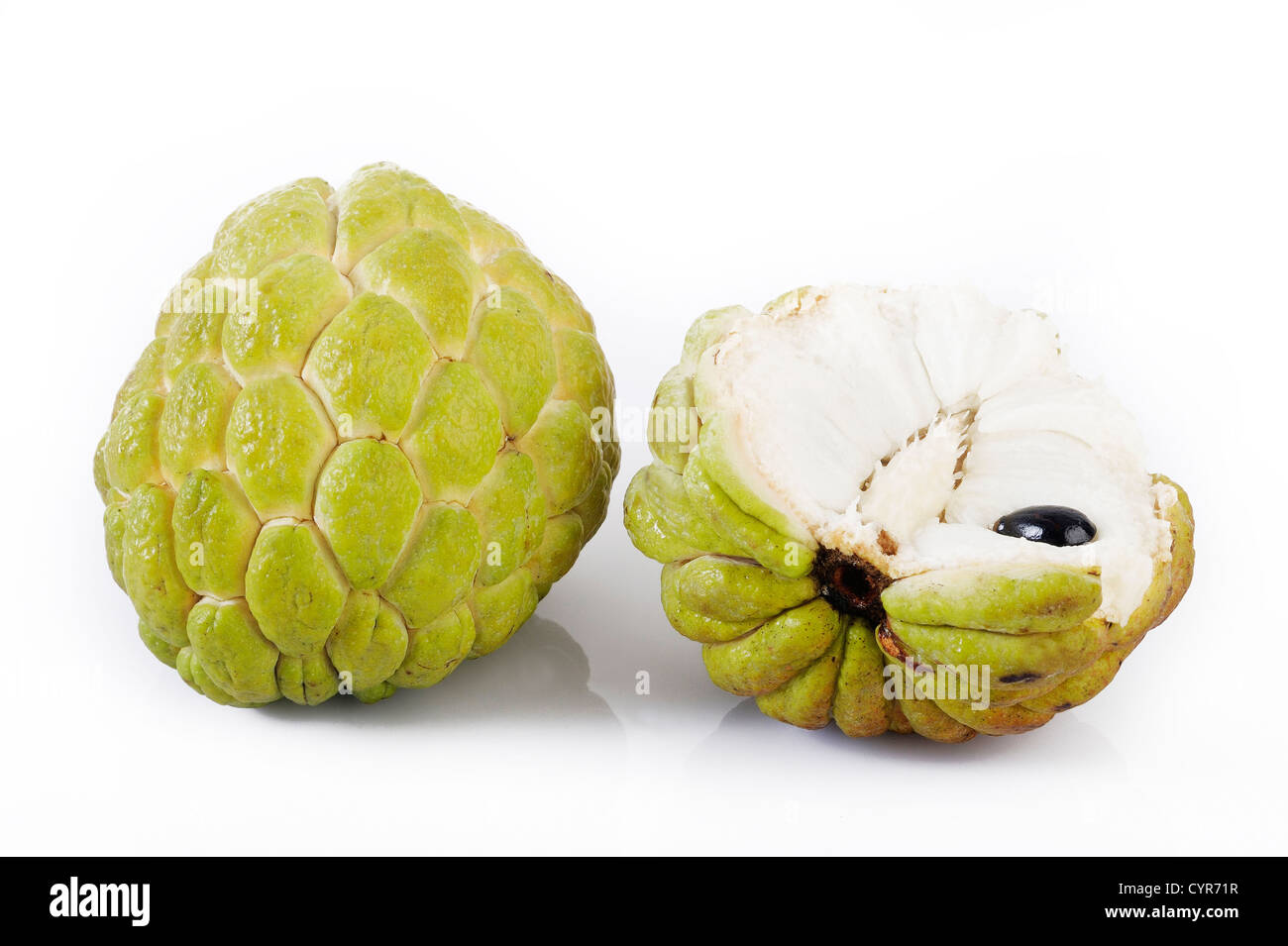 Custard Apple auf weißem Hintergrund Stockfoto