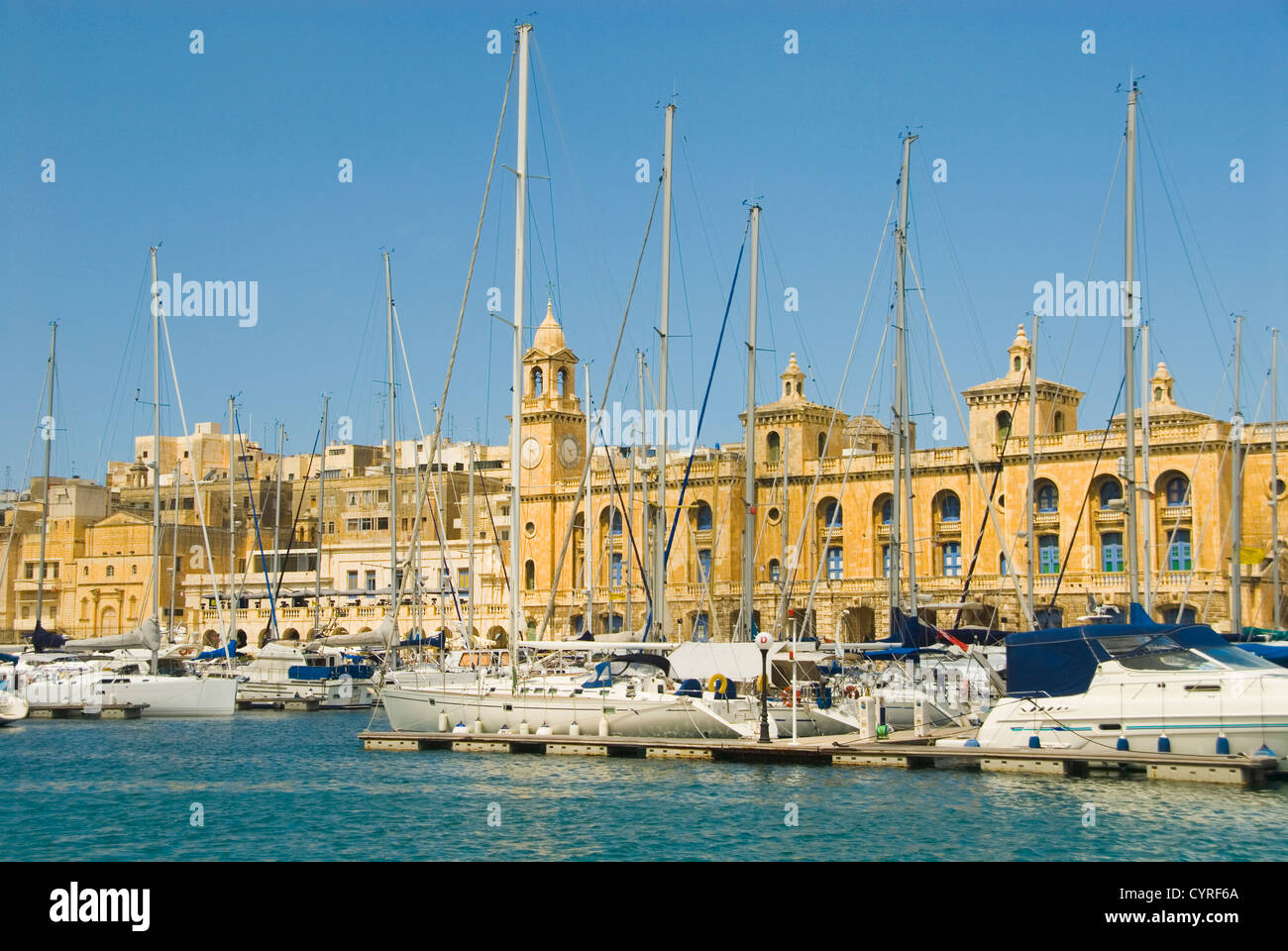 Boote am Hafen, Vittoriosa, Malta Stockfoto