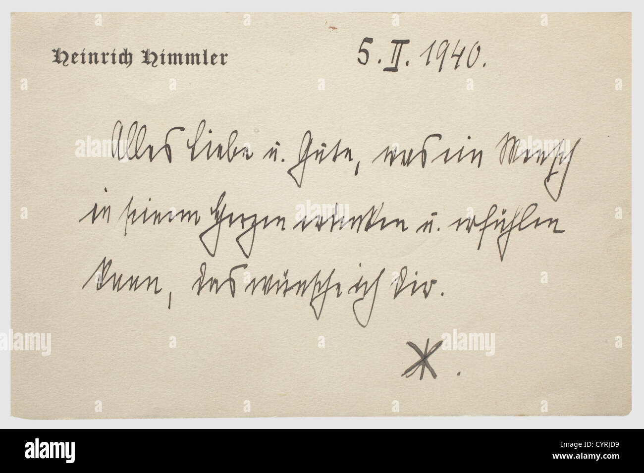 Heinrich Himmler, Liebesnotizen an seine Geliebte Hedwig Potth historisch, historisch, 1930er, 1930er, 20th Century, NS, Nationalsozialismus, Nationalsozialismus, Drittes Reich, Deutsches Reich, Deutschland, Deutsch, Nationalsozialismus, Nazi-Zeit, Faschismus, Dokument, Dokumente, Objekt, Objekte, Stills, Ausschnitte, Ausschnitte, Ausschnitte, Ausschnitte, Ausschnitte, Ausschnitte, Zusatzrechte-Clearences-nicht vorhanden Stockfoto