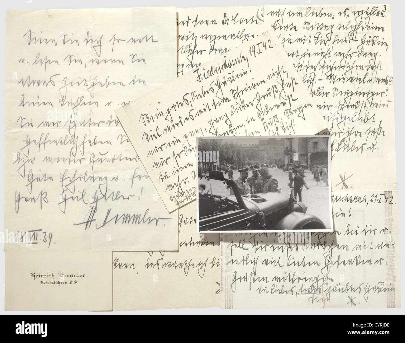 Heinrich Himmler, Liebesnotizen an seine Geliebte Hedwig Potth historisch, historisch, Menschen, 1930er, 1930er, 20th Century, NS, Nationalsozialismus, Nationalsozialismus, Drittes Reich, Deutsches Reich, Deutschland, Deutsch, Nationalsozialismus, Nazi-Zeit, Faschismus, Dokument, Dokumente, Mann, Männer, männlich, Zusatzrechte-Clearenzen-nicht vorhanden Stockfoto