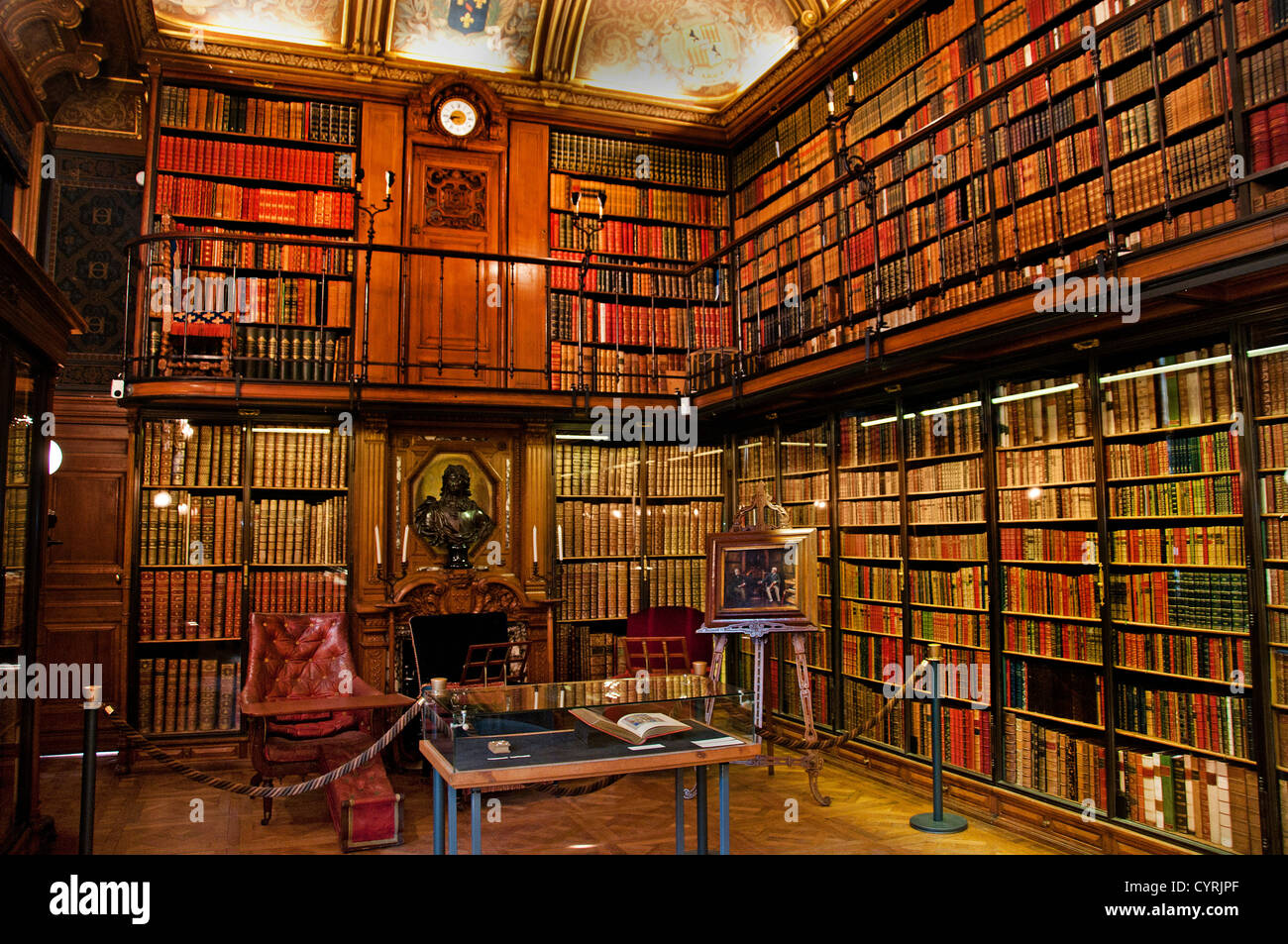 Bibliothek der Château de Chantilly Musee Condee Region Picardie Frankreich Französisch Stockfoto