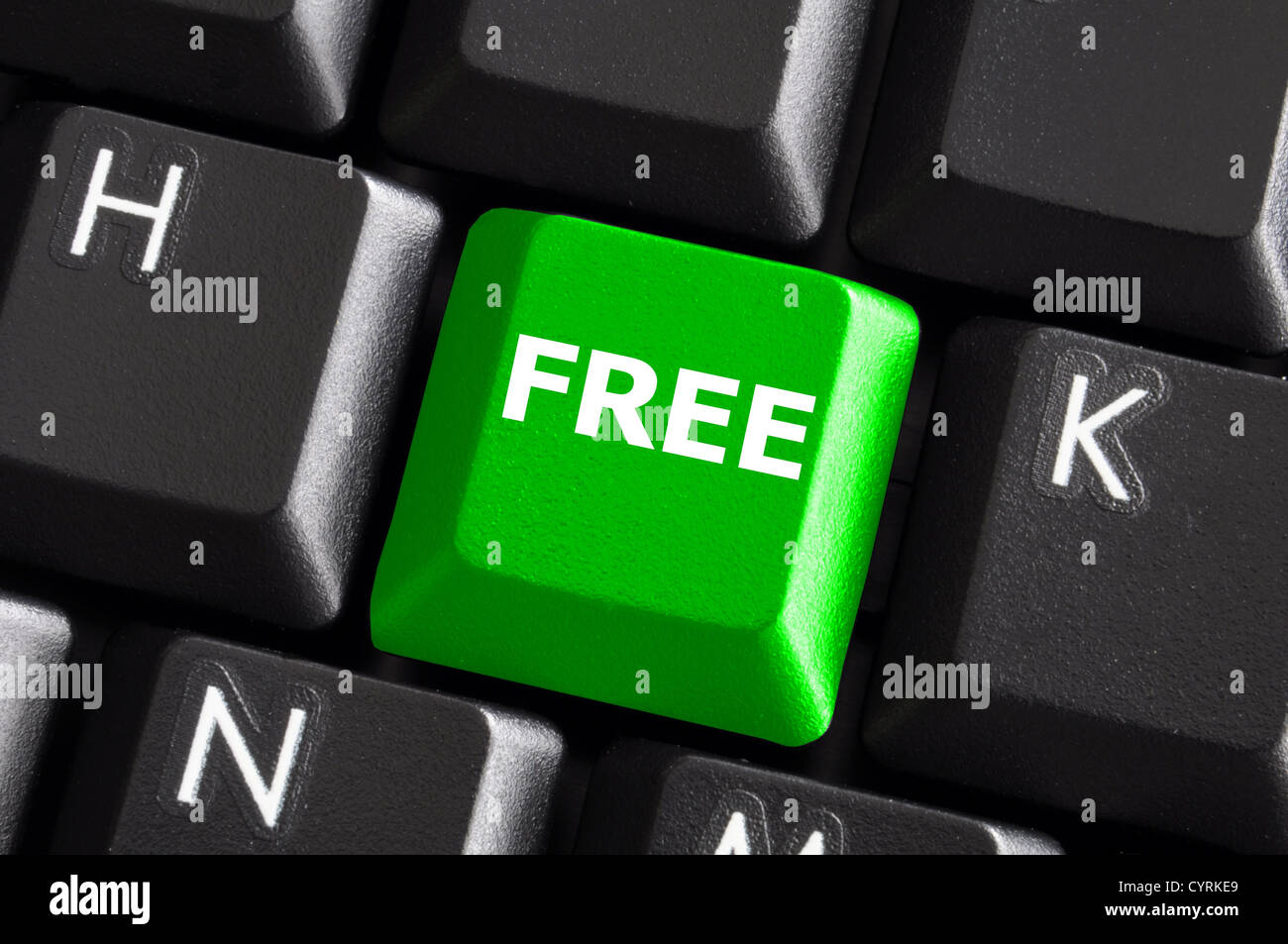 Computer-Tastatur mit Wort frei auf eine grüne Taste oder die Taste Stockfoto
