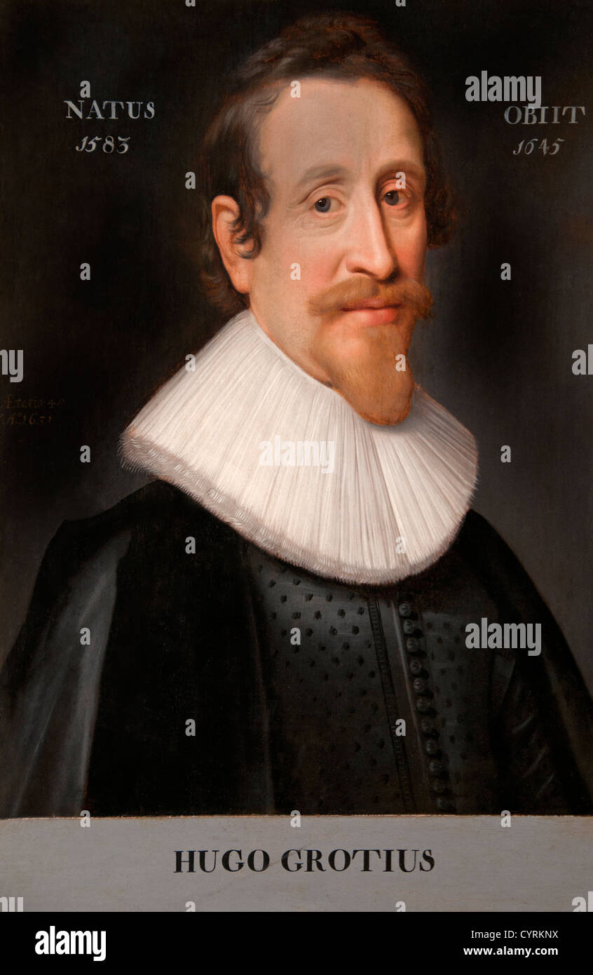 Hugo Grotius 1583-1645 von Miereveld, Michiel Jansz. 1567-1641 van Dutch Hugo de Groot Niederlande flüchtete in einen Stamm von Büchern Stockfoto