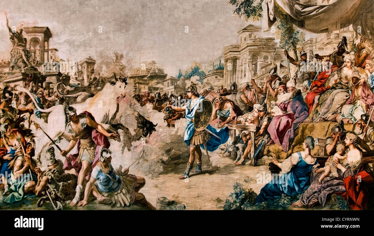mythologische Geschichte Reise Argonauten Jason erfassen golden Fleece Griechenland Troy Jean Francois de 1679 1752 Audran Michel Gobelin Stockfoto