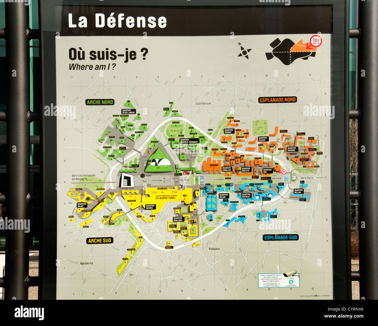 Paris La Defense Straßenkarte Frankreich Stockfoto