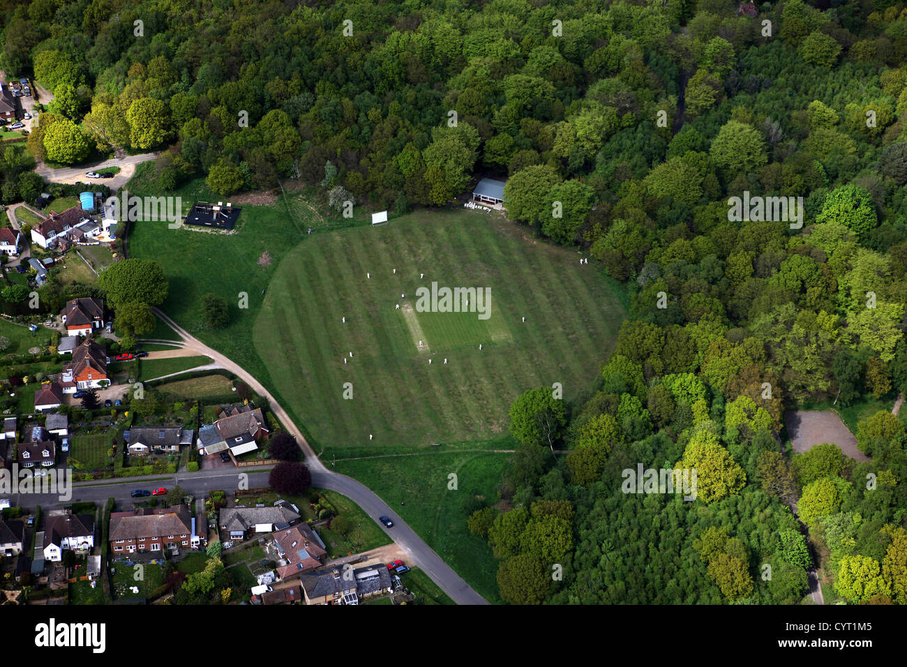 Luftaufnahme des Cricket-Platz in Kent Stockfoto