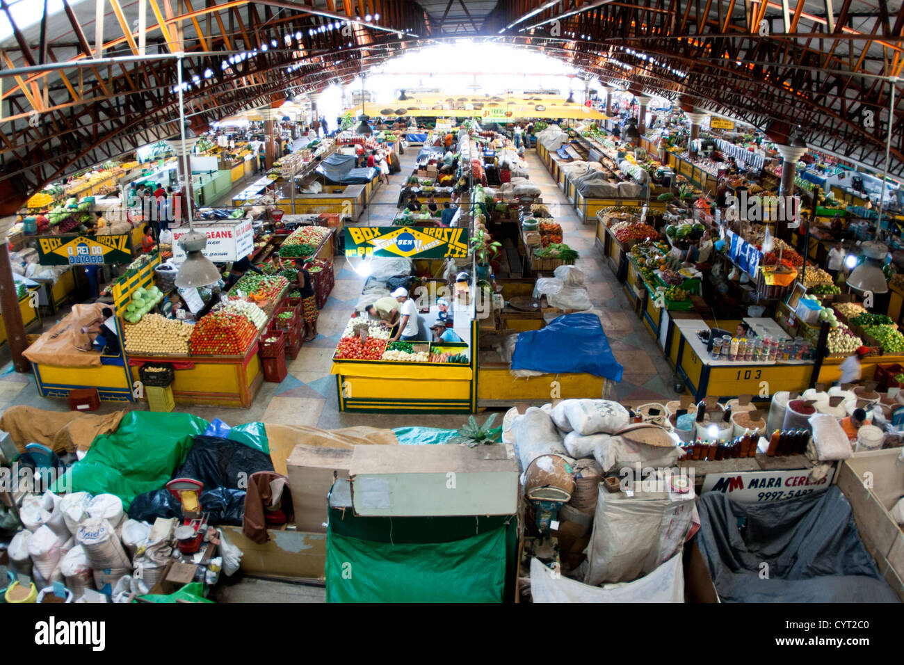 Obst und Gemüse Zentralmarkt in Arracaju, Bundesstaat Sergipe, Nordosten Brasiliens.  Lokalen traditionellen Platz Stockfoto