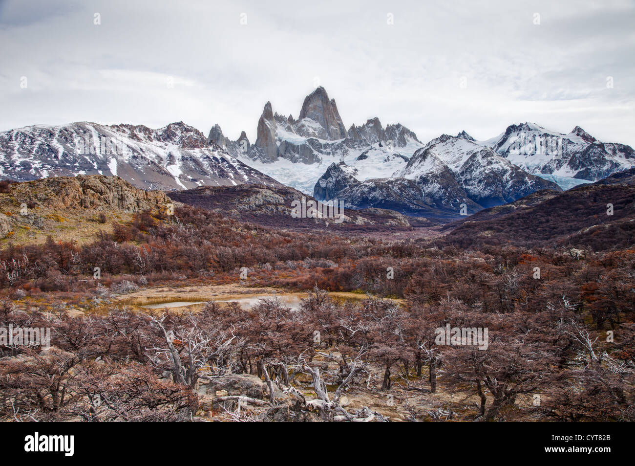 Ein Blick auf Mount Fitz Roy in Patagonien, Argentinien Stockfoto