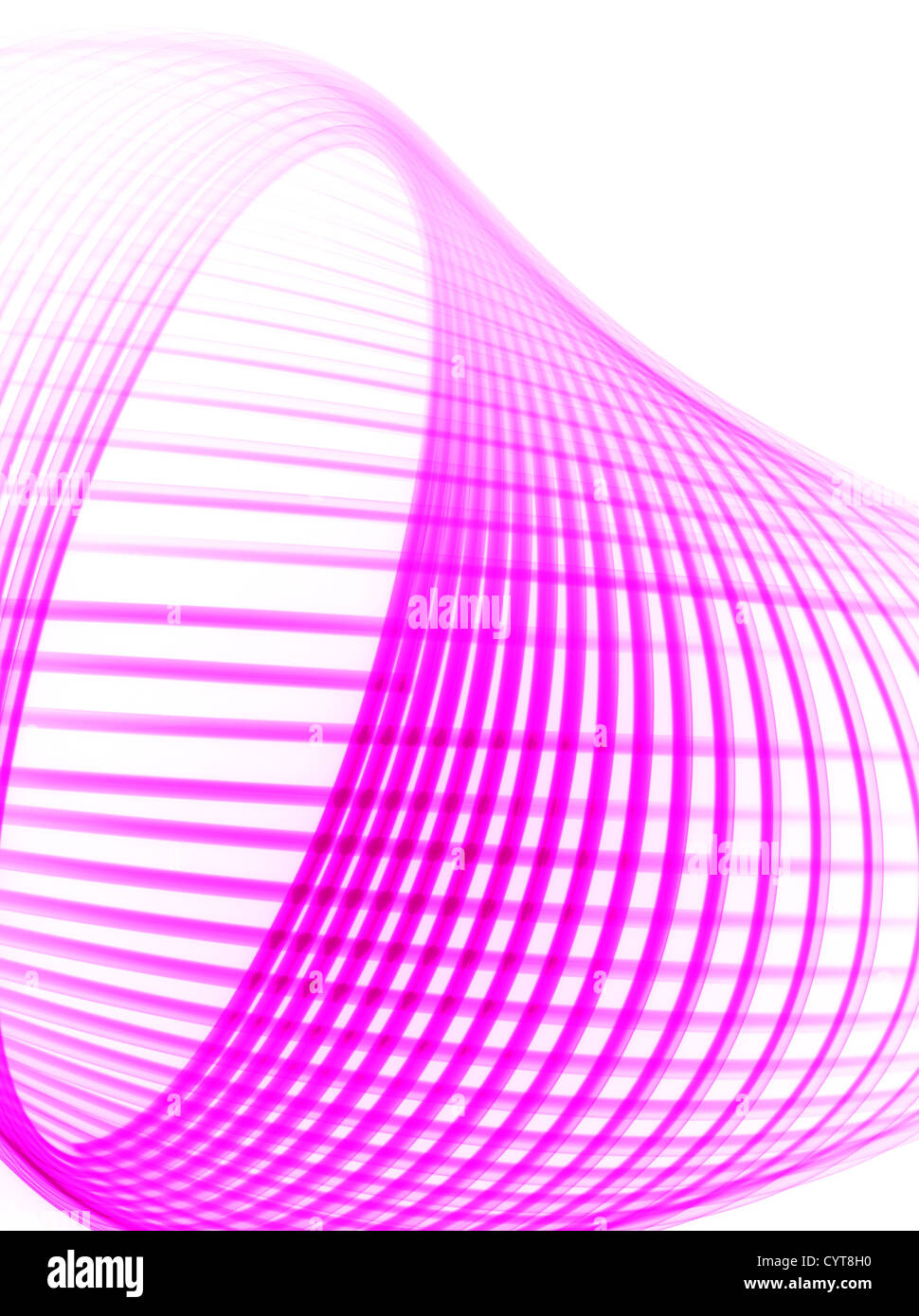 Ein rosa Lichtspur Physiogram auf weißem Hintergrund Stockfoto