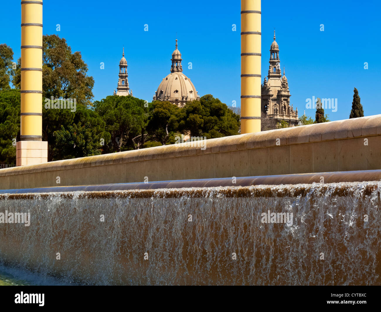 MNAC Museum für Kunst und Galerie angesehen von der Website von 1992 Sommer Olympiade Montjuic-Barcelona-Katalonien-Spanien Stockfoto