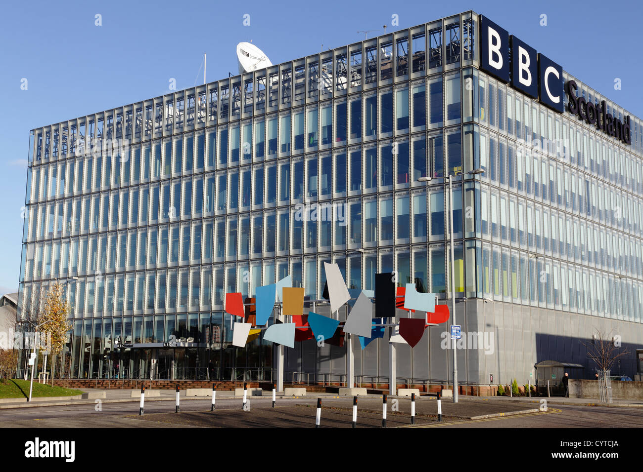 BBC Scotland Headquarters Gebäude am Pacific Quay in Glasgow, Schottland, Großbritannien Stockfoto