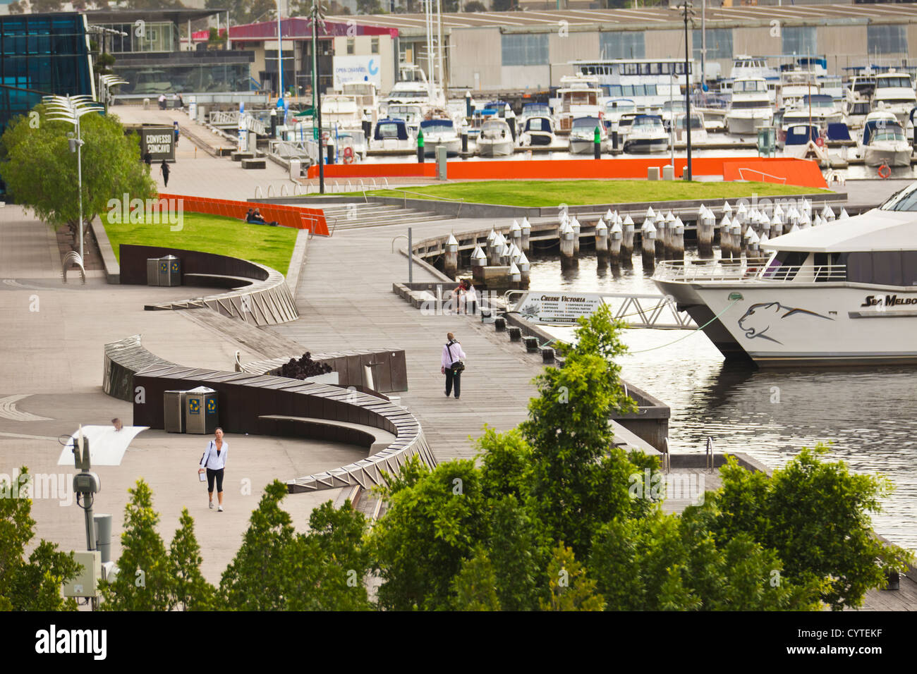 Melbourne Docklands in Victoria Australien Au. Sanierung des Stadt-Docks und Neubauten. Stockfoto