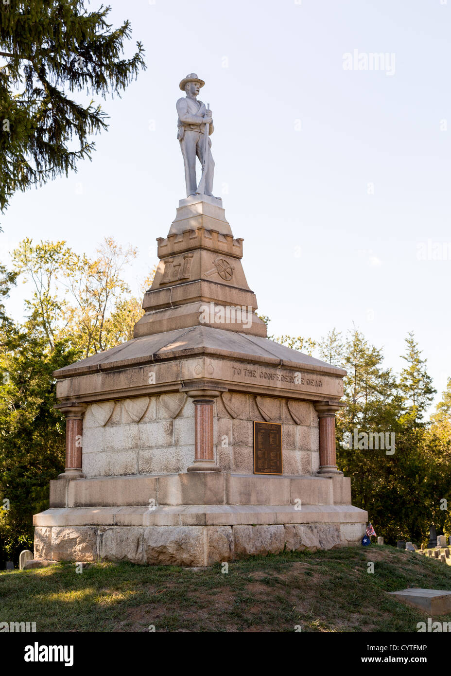 Grabsteine in Konföderierten Friedhof von Fredericksburg und Spotsylvania Stockfoto