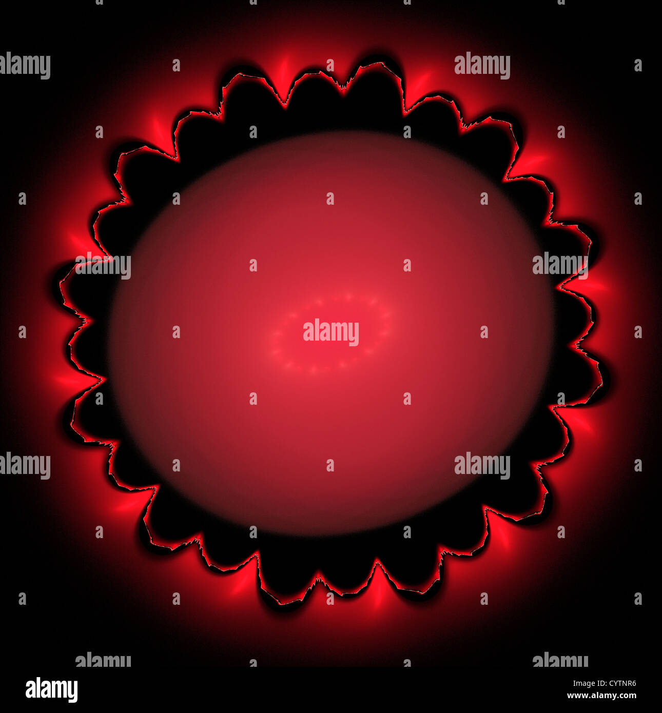 Feurige rote und schwarze kreisförmige Fraktal für Hintergrund oder kreatives design Stockfoto