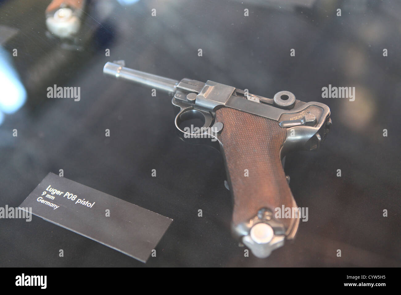 Berühmte deutsche Luger P08 Kolben in The Flying Heritage Collection Museum im Boeing-Werk in Everett, Washington, USA Stockfoto