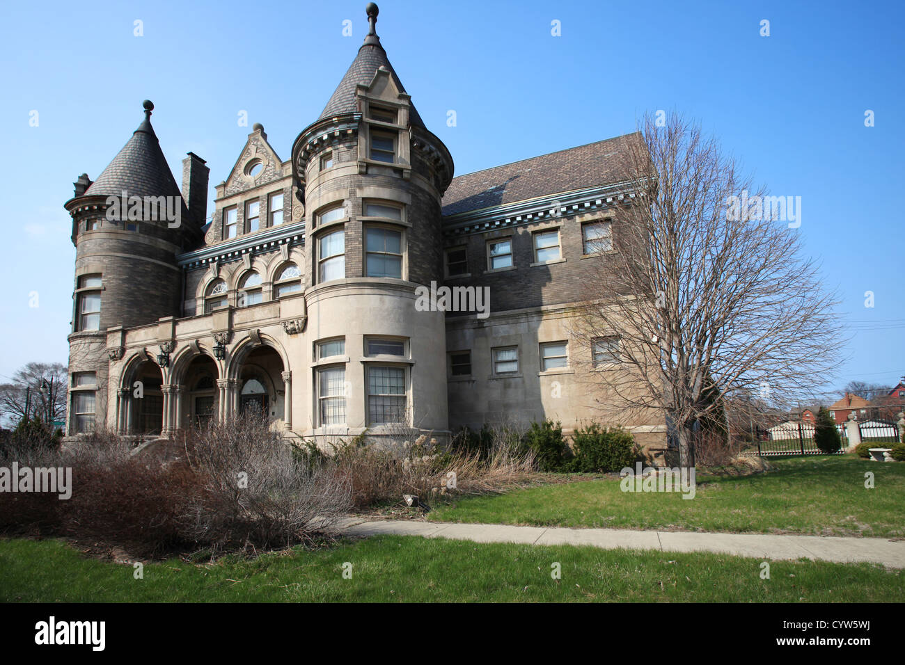 Verlassene Gebäude in Brush Park, Detroit, Michigan Stockfoto