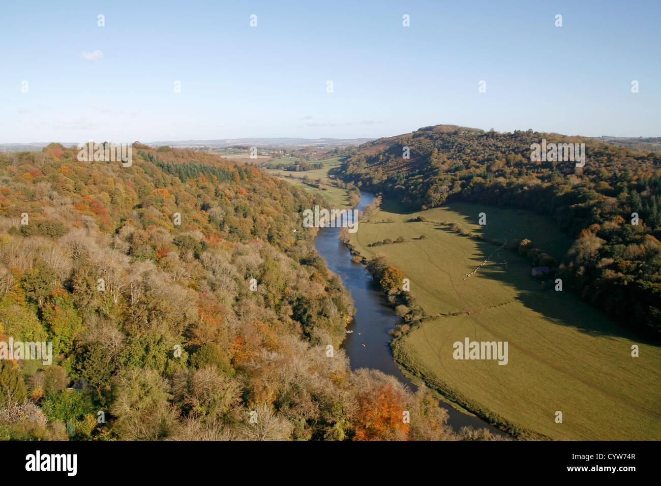 Blick vom Symonds Yat Rock in Wye Valley Forest of Dean Gloucestershire England UK Stockfoto