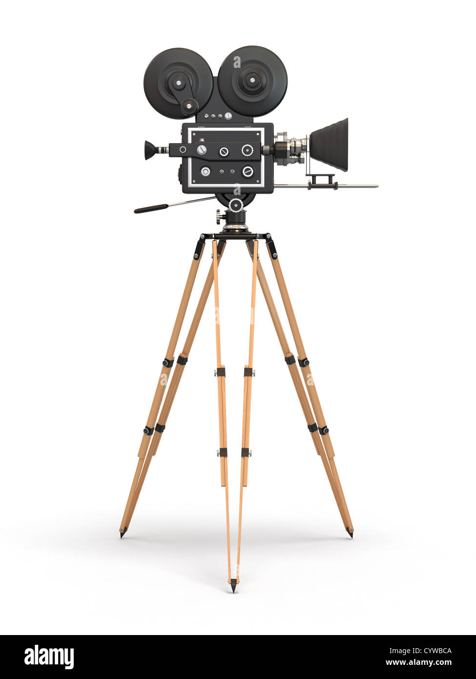 Vintage Filmkamera auf weißem Hintergrund. 3D Stockfoto