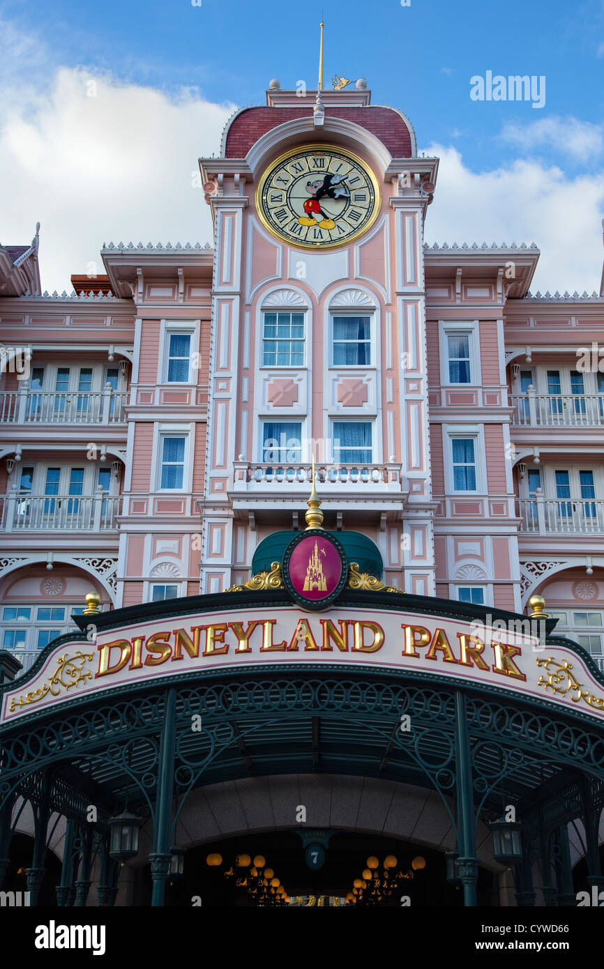 Disneyland Park Eingang, Euro Disney, Paris Stockfoto