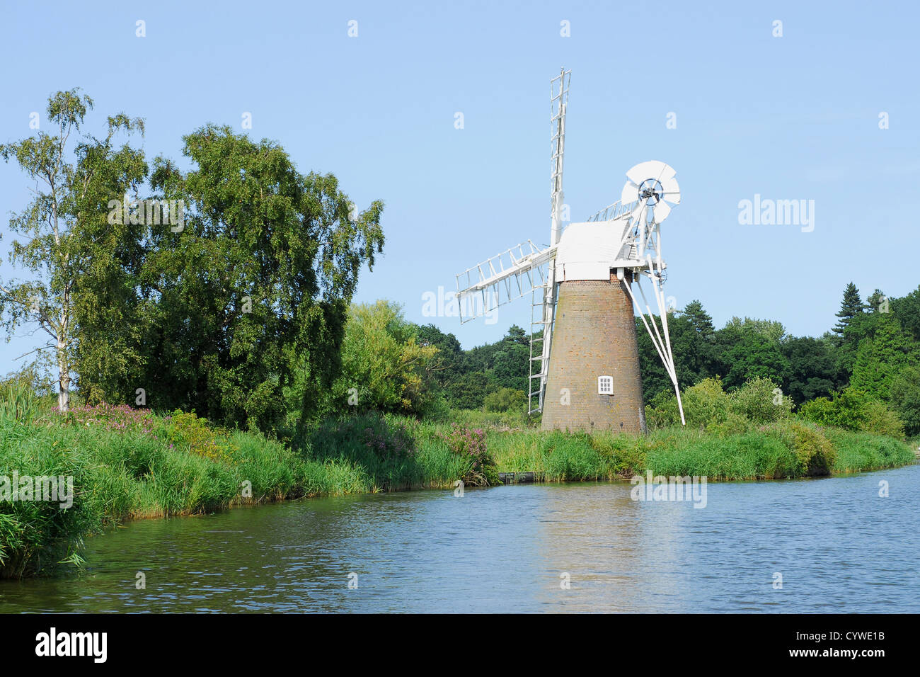 Turf Fen Entwässerungsmühle am Fluss Ant, an den Norfolk Bräuten, East Anglia, Großbritannien Stockfoto