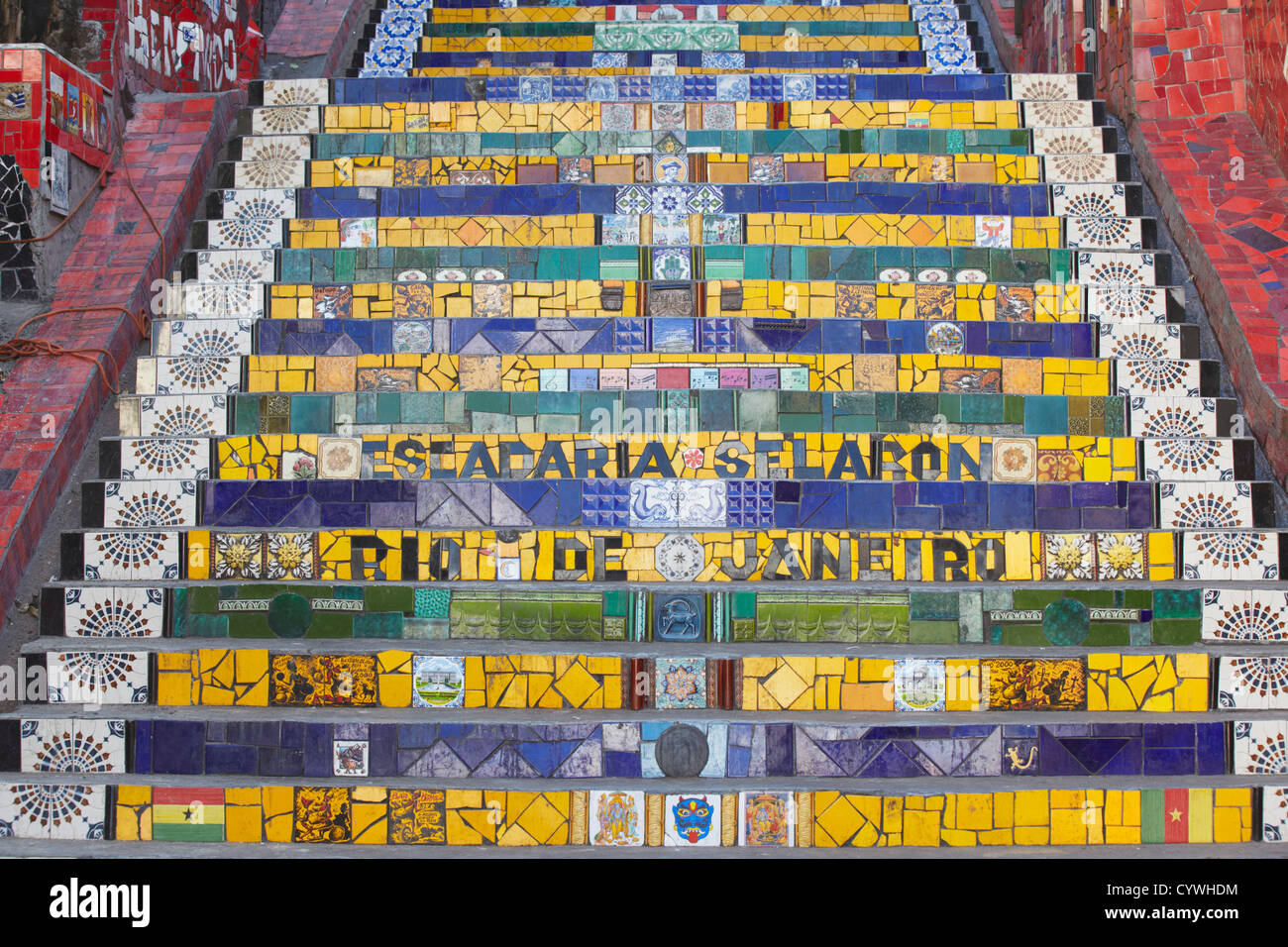Selaron Schritte (Escadaria Selaron), Lapa, Rio De Janeiro, Brasilien Stockfoto
