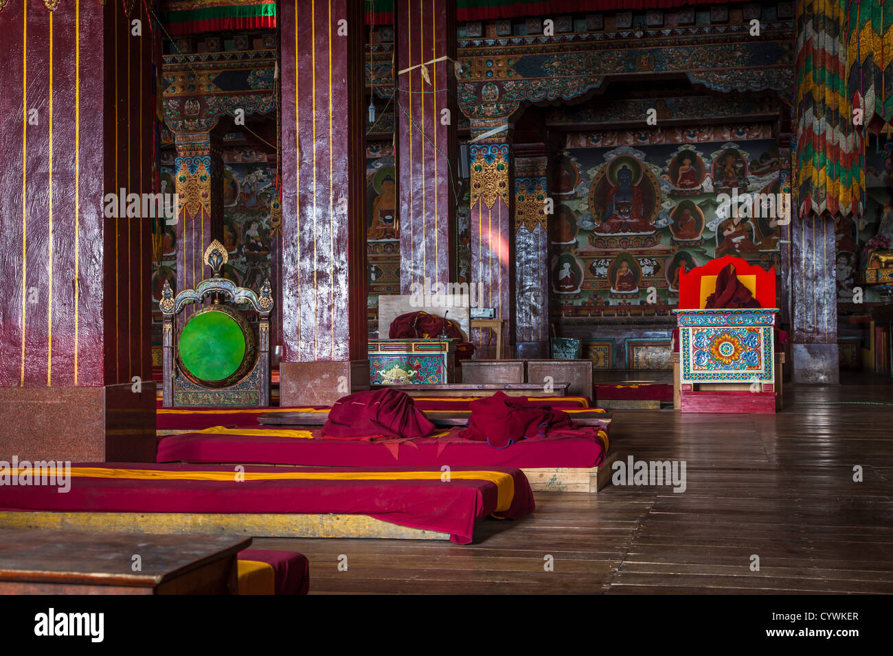 Wichtigsten Gebetsraum, Galden Namgyal Lhatse Kloster, größte buddhistische Kloster in Indien, Tawang, Arunachal Pradesh, Indien Stockfoto