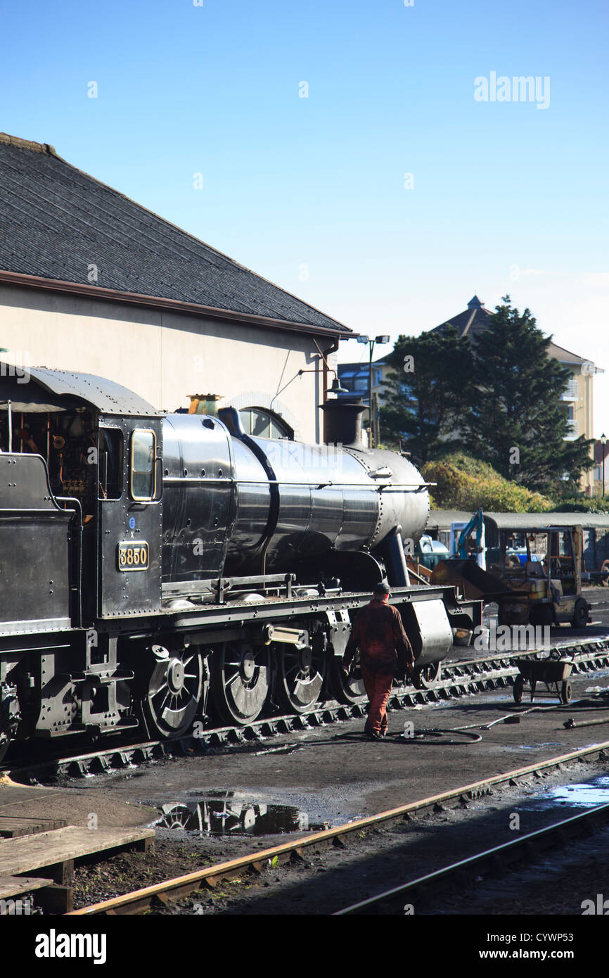 Dampf-Lokomotive in Minehead, Somerset, England Stockfoto