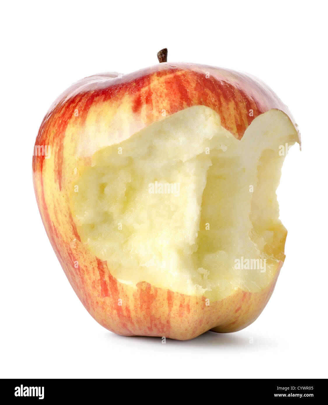 Roten Apfel auf einem weißen Hintergrund isoliert gegessen Stockfoto