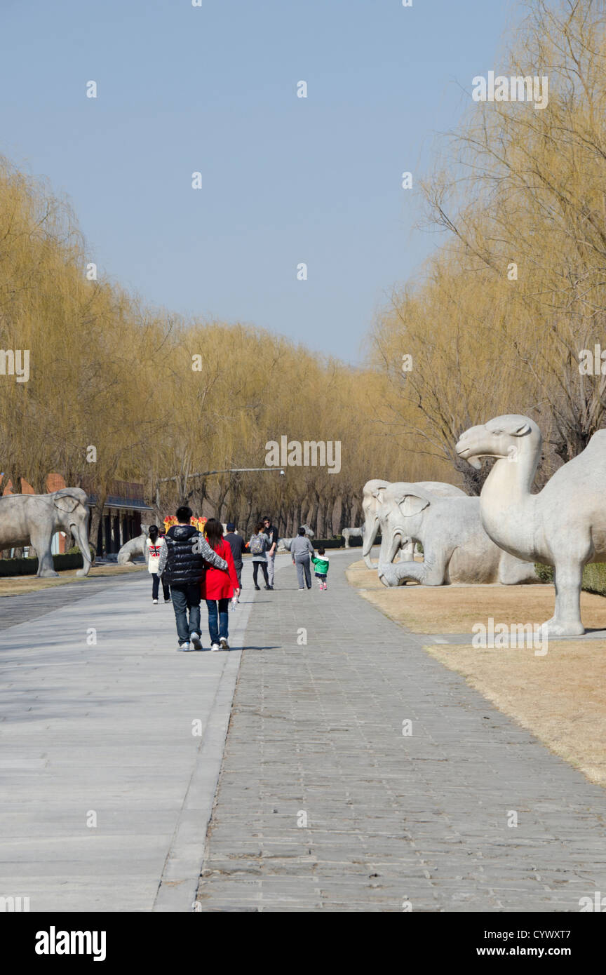 China, Peking. Changling Heiligen Weg (aka Ming-Gräber, Gott Street, The Shendao, Shianling). Stockfoto