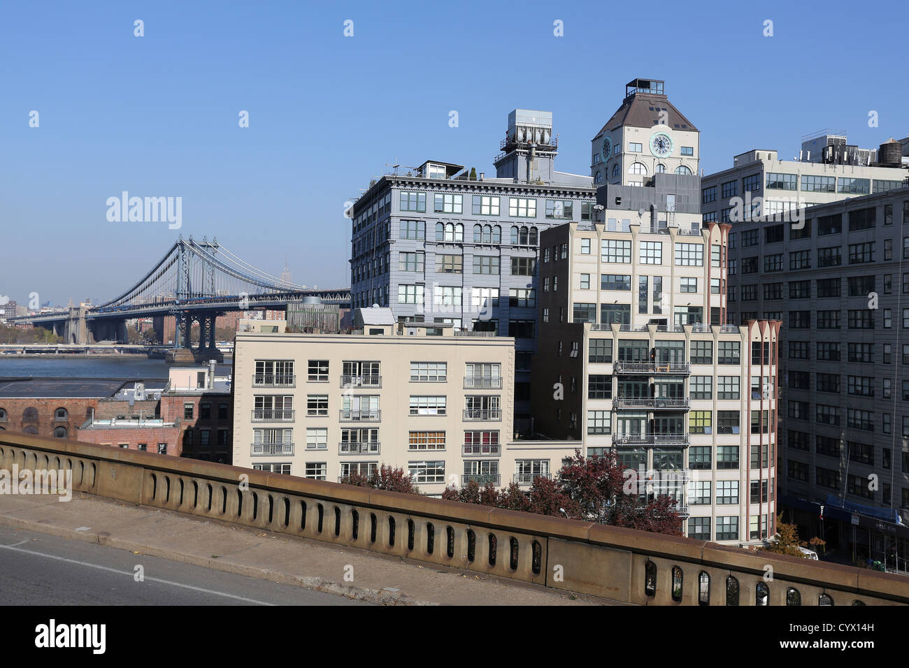 Dumbo, ein Akronym für Down Under the Manhattan Bridge Overpass Viertel im New Yorker Stadtteil Brooklyn Stockfoto