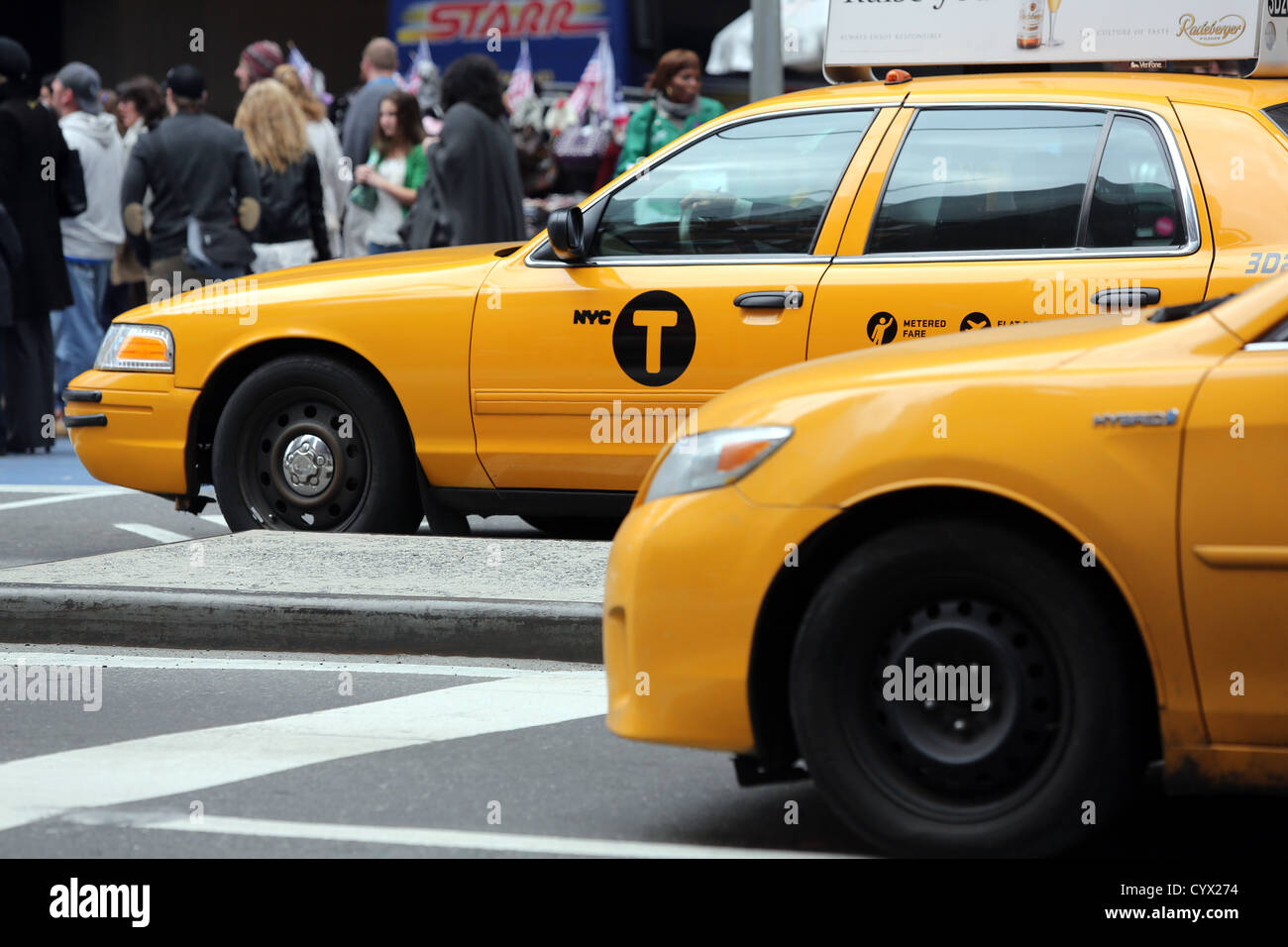 New York gelben Taxis in Time Square Stockfoto