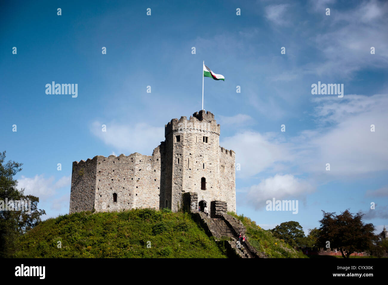 Norman Keep, Schloss von Cardiff, Cardiff, England Stockfoto