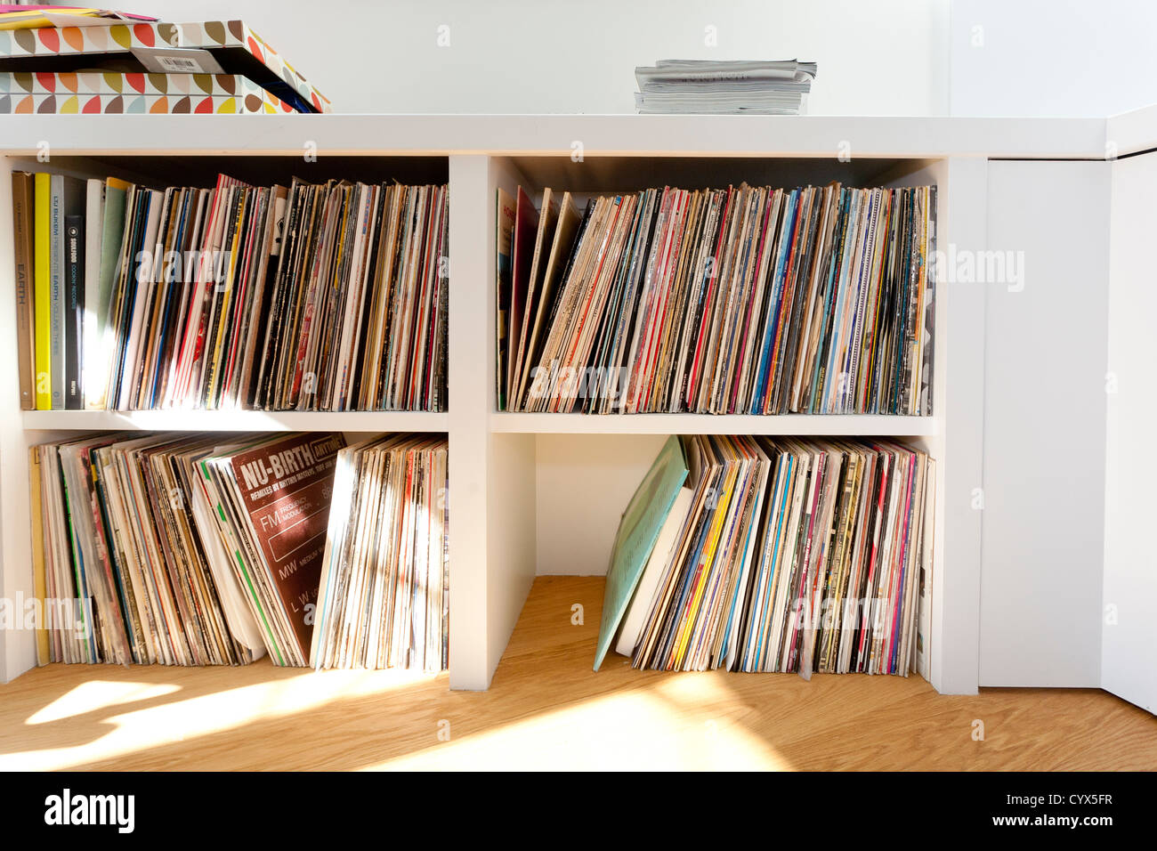 Sammlung von Vinyl-Schallplatten. Stockfoto