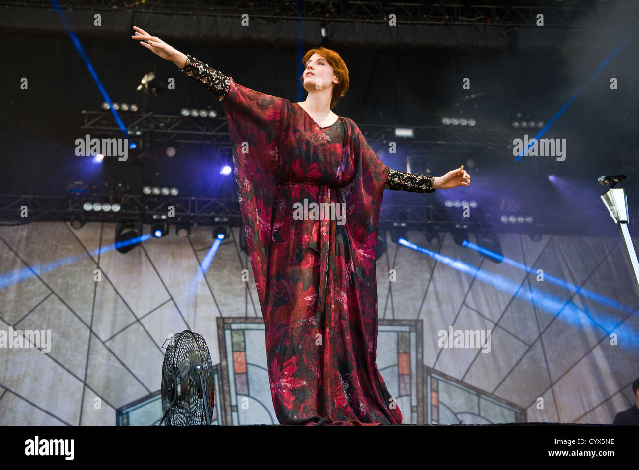 Florence Welch von Florenz und die Maschine beim Lollapalooza 2012. Stockfoto