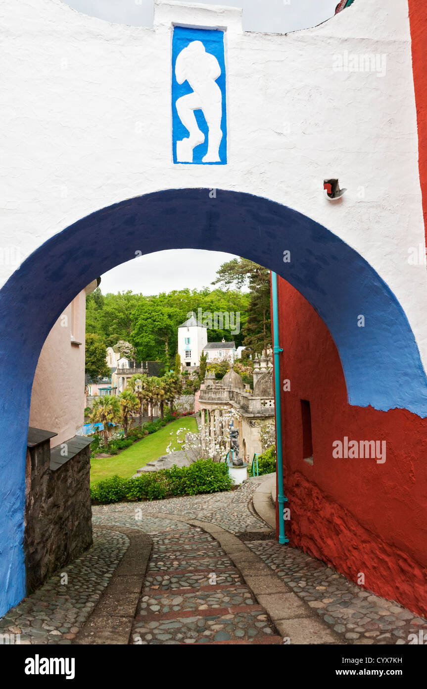 Wales, Snowdonia, Portmeirion Dorf, Erstellung von Sir Clough Williams-Ellis (1893-1978) Stockfoto