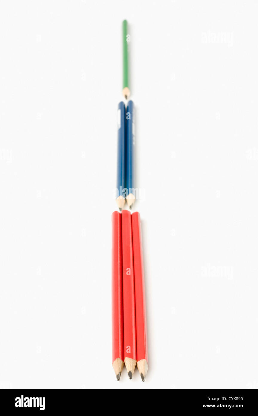 Bleistifte in Ordnung zählen Stockfoto