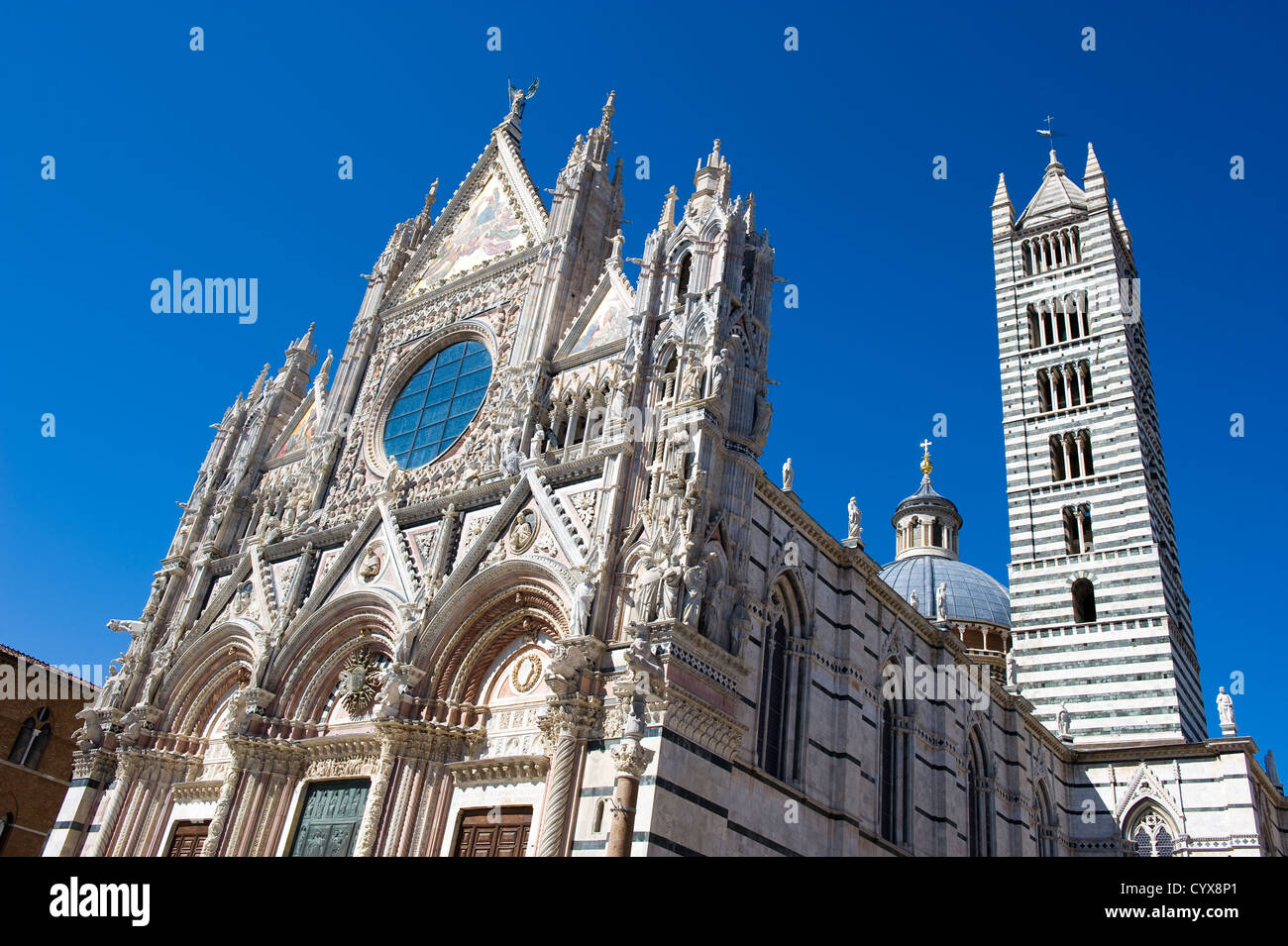 Der Duomo (Kathedrale) im Herzen von Siena in der Toskana in Italien. Stockfoto