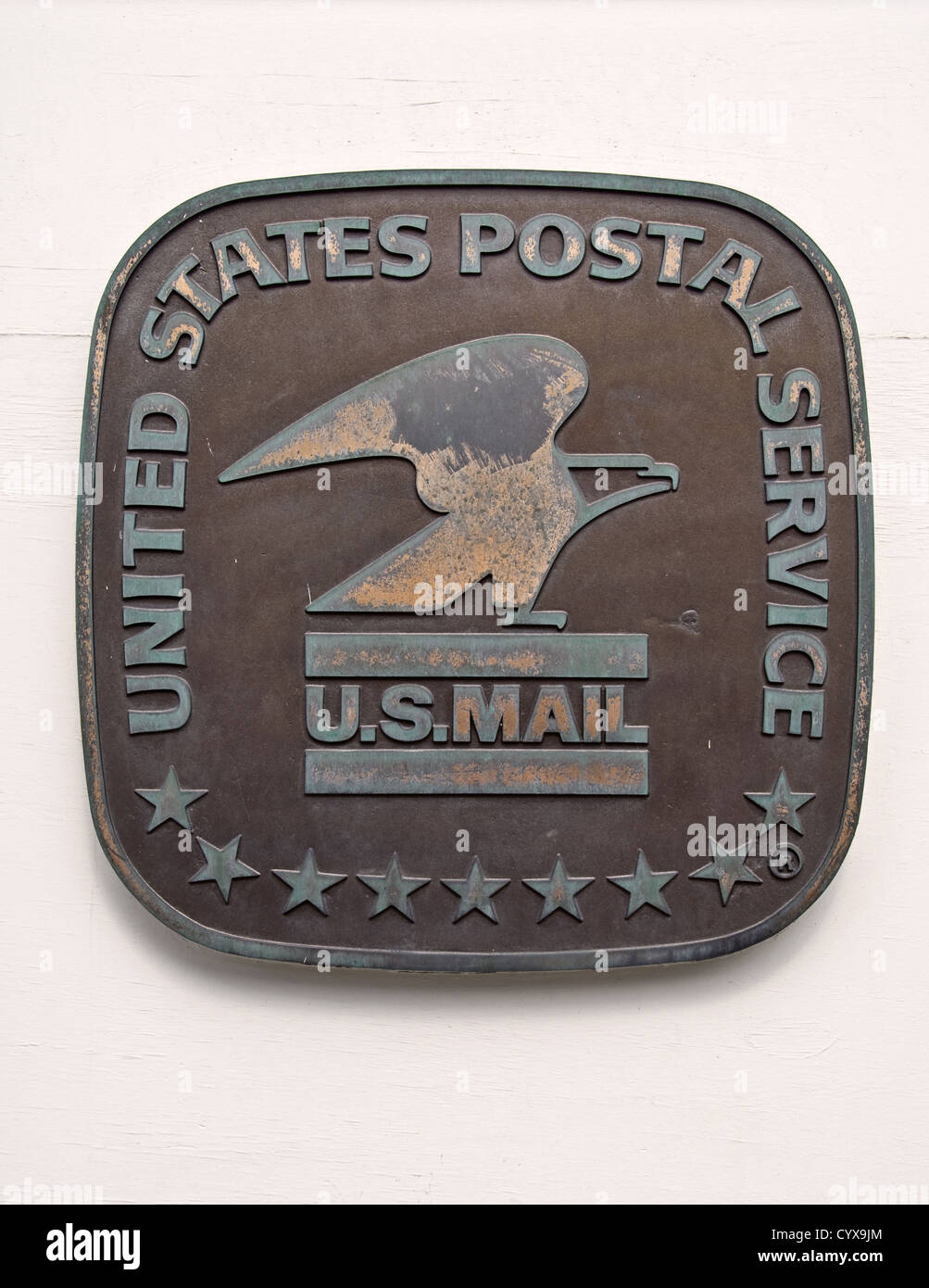 Vereinigte Staaten Postservice - US mail Bronze Zeichen Stockfoto
