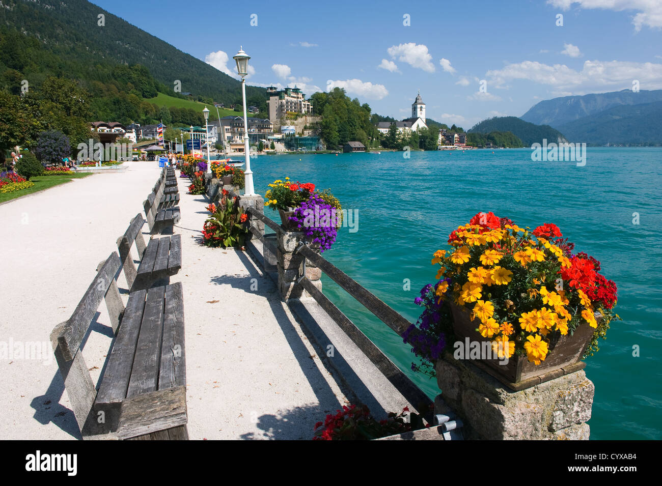 Die kleinen touristischen Stadt St. Wolfgang am Ufer des Wolfgangsee in Österreich Stockfoto