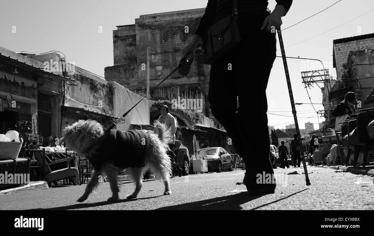 Jaffa Flea Market in schwarz / weiß Stockfoto