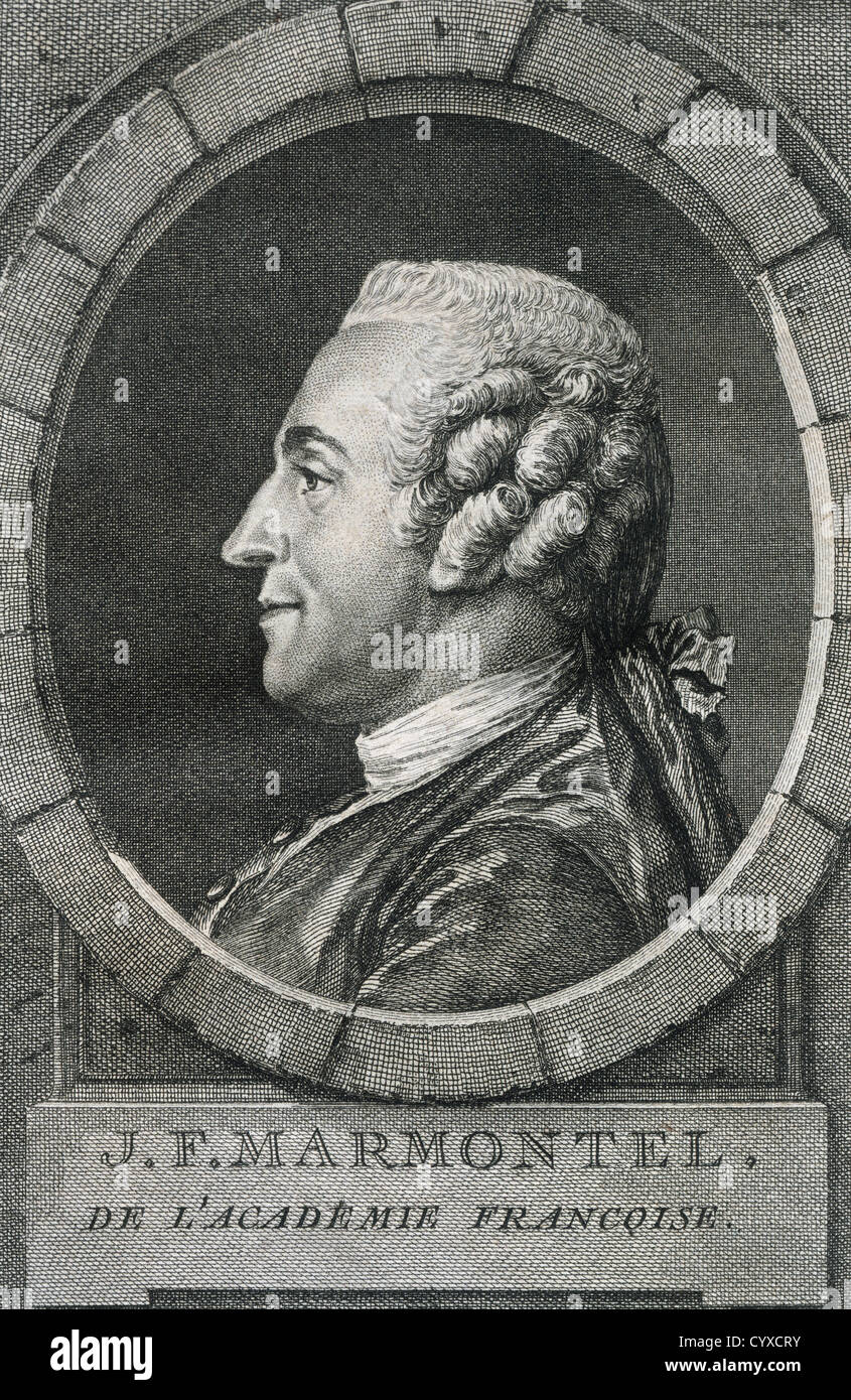 Jean Francois Marmontel (1723-1799). Französischer Schriftsteller und Historiker. Gravur. 18. Jahrhundert. Stockfoto
