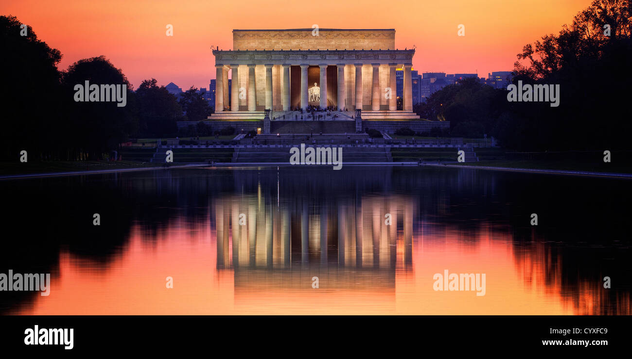 Lincoln Denkmal bei Sonnenuntergang in Washington DC, USA Stockfoto