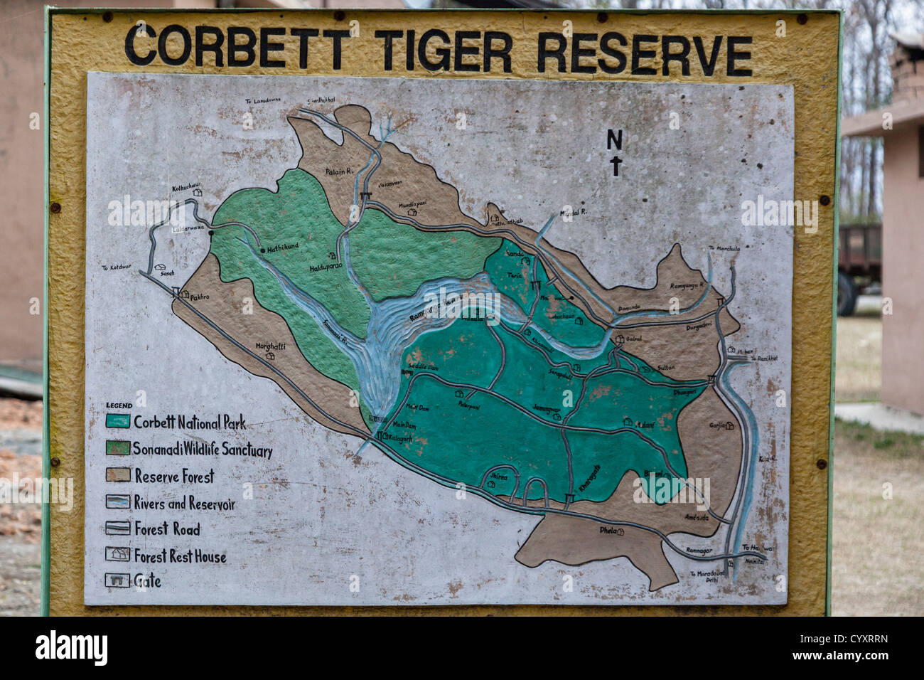 Indien, Uttarakhand, Close up Karte im Jim Corbett National Park Stockfoto